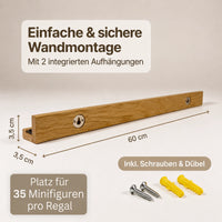 Einfache und sichere Wandmontage dank 2 integrierter Aufhängungen für bündige Anbringung (Schweberegal) inkl. Schrauben & Dübel | FigurenGalerie UNIT